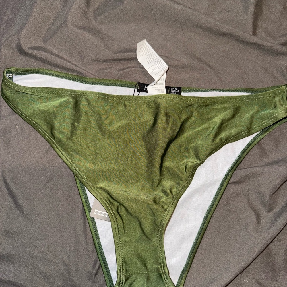 Boohoo Green Bikini Swim Bottom Classic Cut